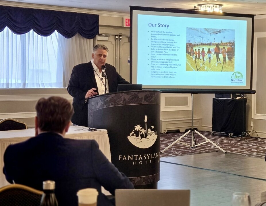 Cal Johnson, Superintendent of Schools/CEO leading Northland School Division's presentation at CASS on March 19, 2025.