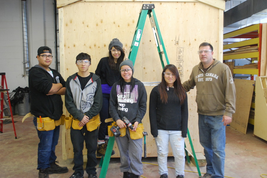 Back Row: Delicia Laboucan, Little Buffalo School Front Row: Dayne Laboucan, Atikameg School, Brent Letendre, Red Earth Creek School, Celeste Anderson, Atikameg School, Teryn Laboucan, Little Buffalo School, Colin Mackay, Little Buffalo School Teacher