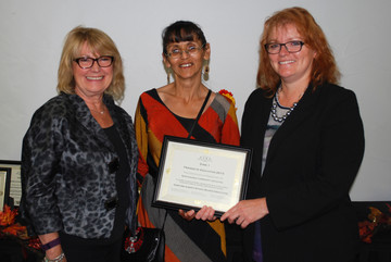 Donna Barrett, Superintendent of Schools, Delores Cardinal, Sekweha, Chantale Campbell, SCI Lead at Conoco Phillips
