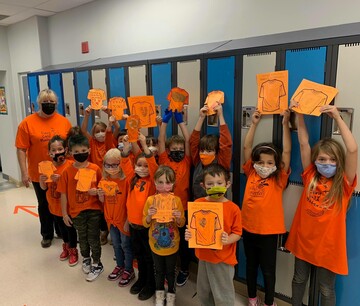 Grade 2 students at Anzac School increasing awareness by participating in Orange Shirt Day