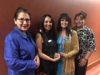 Left to right: Rubi Sakeskanip, Ward 9 Trustee, Angela James, Career Pathways School, Laurie Collins, Elizabeth School, Karen Telford, Ward 11 Trustee