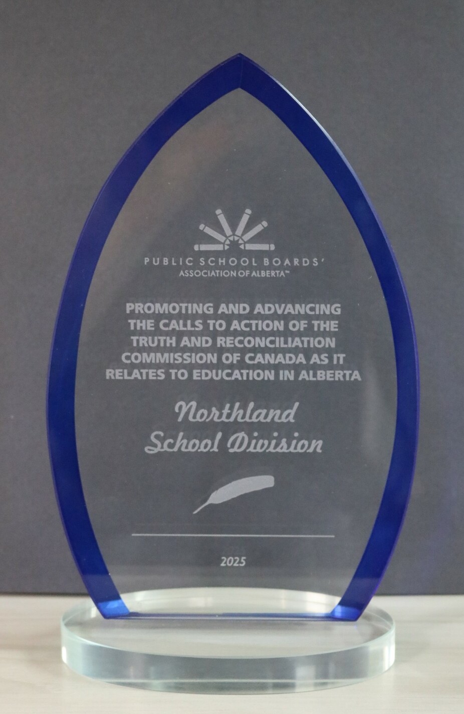 Northland School Division accepts an award from PSBAA on June 4, 2025, for work supporting Truth and Reconciliation Commission Calls to Action.
