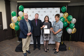 Left to right: Elaine Ward, Principal, J.F. Dion School, Karen Telford, Ward 11 Trustee (Elizabeth and Fishing Lake Metis Settlements