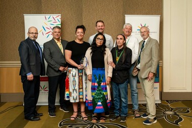 Northland School Division accepts an award from PSBAA on June 4, 2025, for work supporting Truth and Reconciliation Commission Calls to Action.